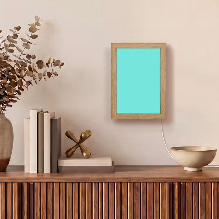 Electric - Cyan - Turkoois Light Box met kabel (Tafellamp) klein 925 -sfeer2