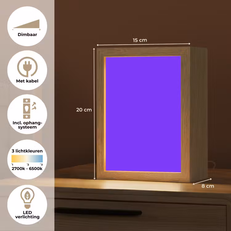 Electric - Indigo - Paars Light Box met kabel (Tafellamp) klein 925 -USP_NL