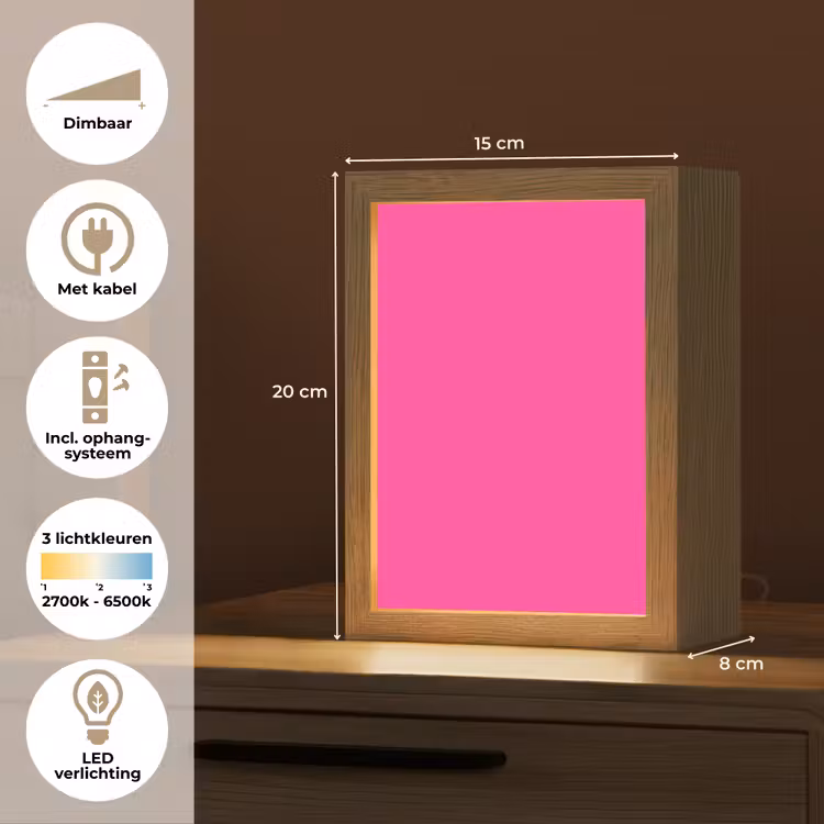 Electric - Magenta - Roze Light Box met kabel (Tafellamp) klein 925 -USP_NL