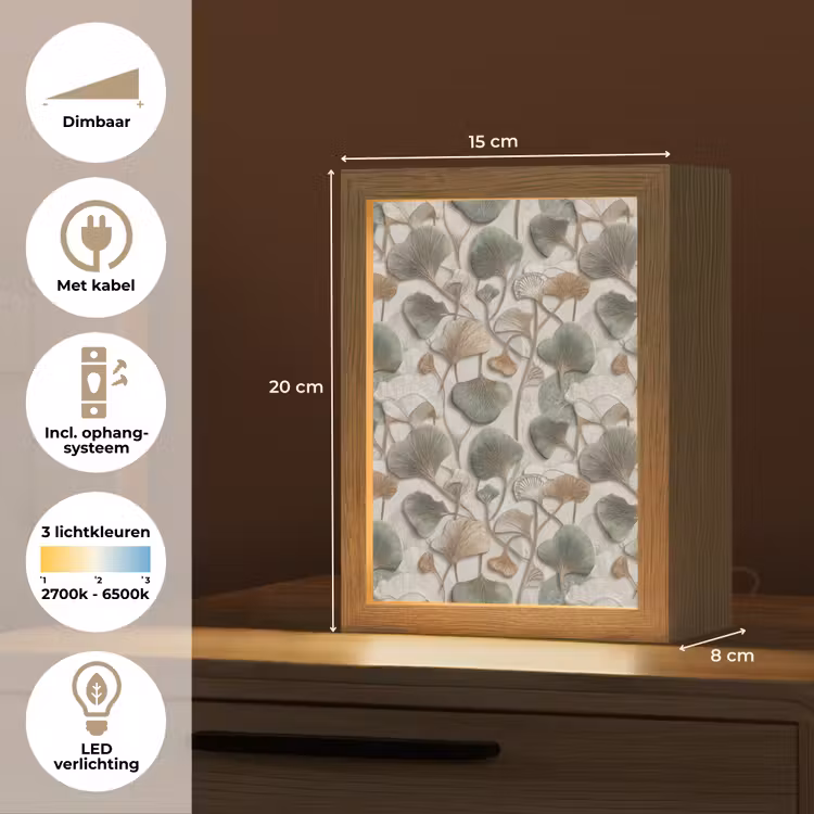 Elegant - Bladeren - Groen Light Box met kabel (Tafellamp) klein 925 -USP_NL