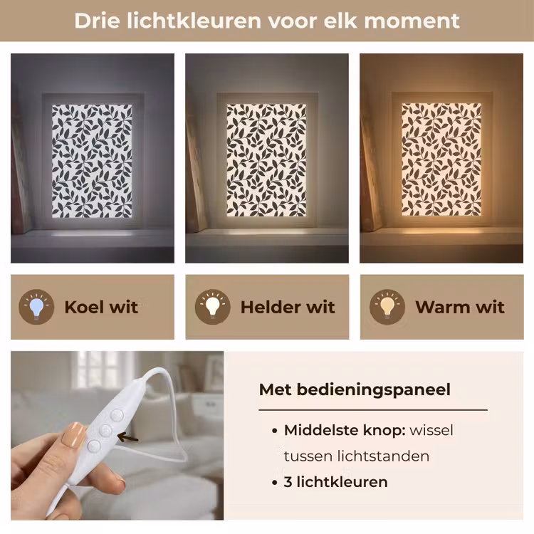 Elegant - Patroon - Zwart - Beige Light Box met kabel (Tafellamp) klein 925 -USP_lichtkleurNL