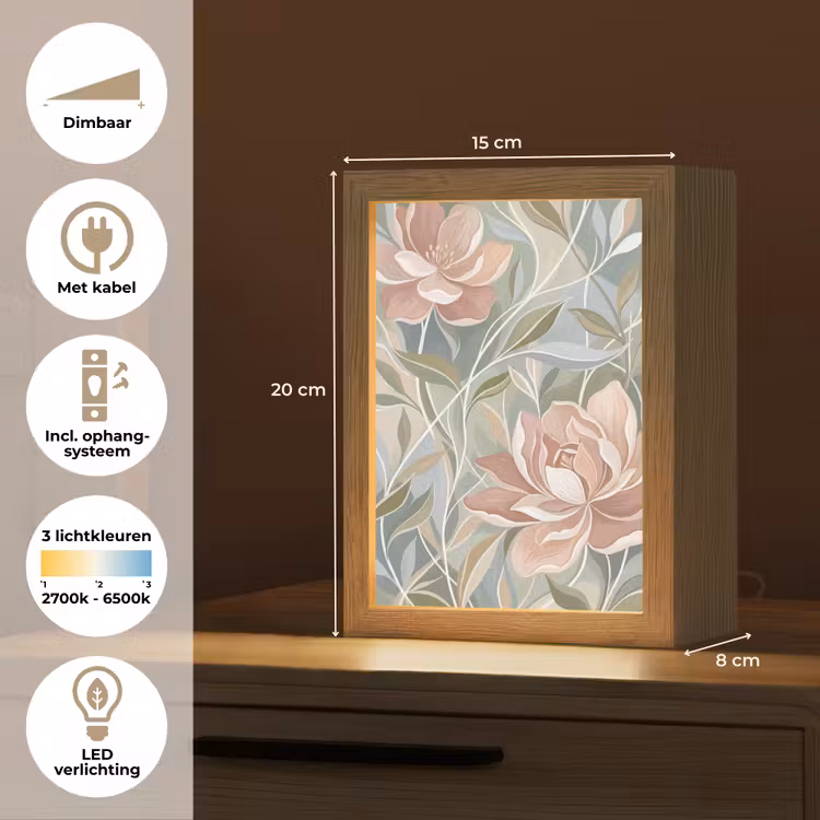 Elegant - Romantiek - Roze Light Box met kabel (Tafellamp) klein -USP_NL