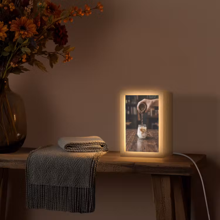 Espresso - Melk - Café Light Box met kabel (Tafellamp) klein -sfeer4