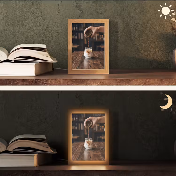 Espresso - Melk - Café Light Box met kabel (Tafellamp) klein -sfeer3