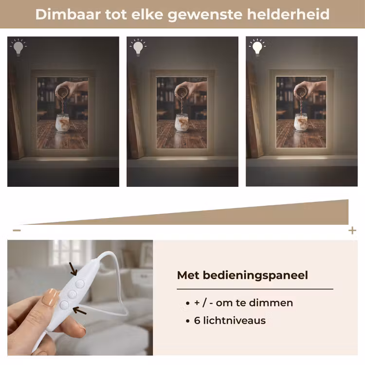 Espresso - Melk - Café Light Box met kabel (Tafellamp) klein -USP_dimbaarNL