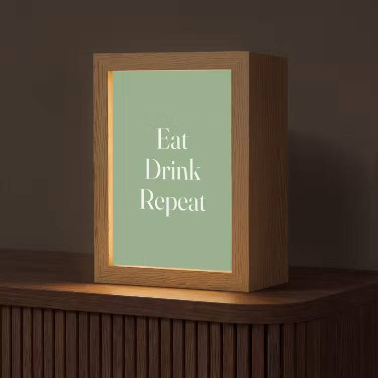 Eten - Drinken - Tekst - Mintgroen Light Box met kabel (Tafellamp) klein -z3d_website