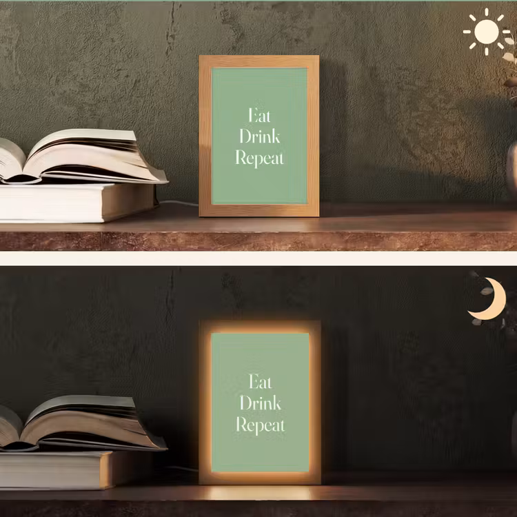 Eten - Drinken - Tekst - Mintgroen Light Box met kabel (Tafellamp) klein -sfeer3