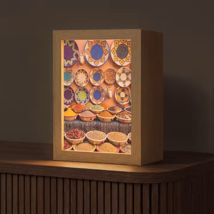 Tafellamp - Eten - Kleurrijk - Cultuur - Eten - Kleurrijk - Cultuur Light Box met kabel (Tafellamp) klein