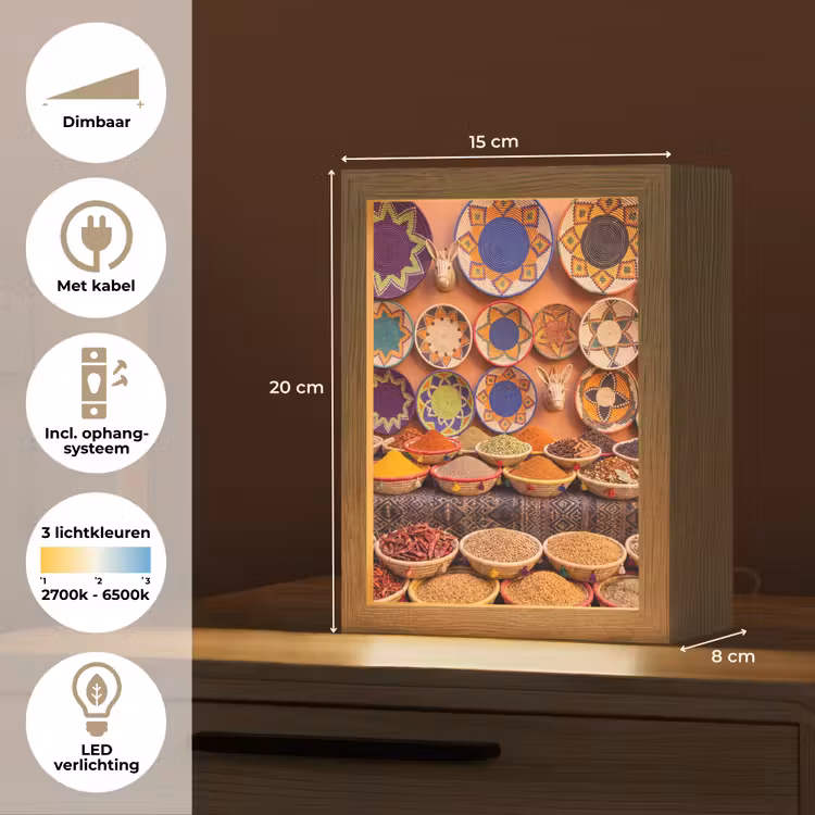 Tafellamp - Eten - Kleurrijk - Cultuur - Eten - Kleurrijk - Cultuur Light Box met kabel (Tafellamp) klein