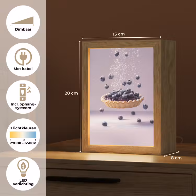Eten - Taart - Bessen - Blauw Light Box met kabel (Tafellamp) klein -USP_NL