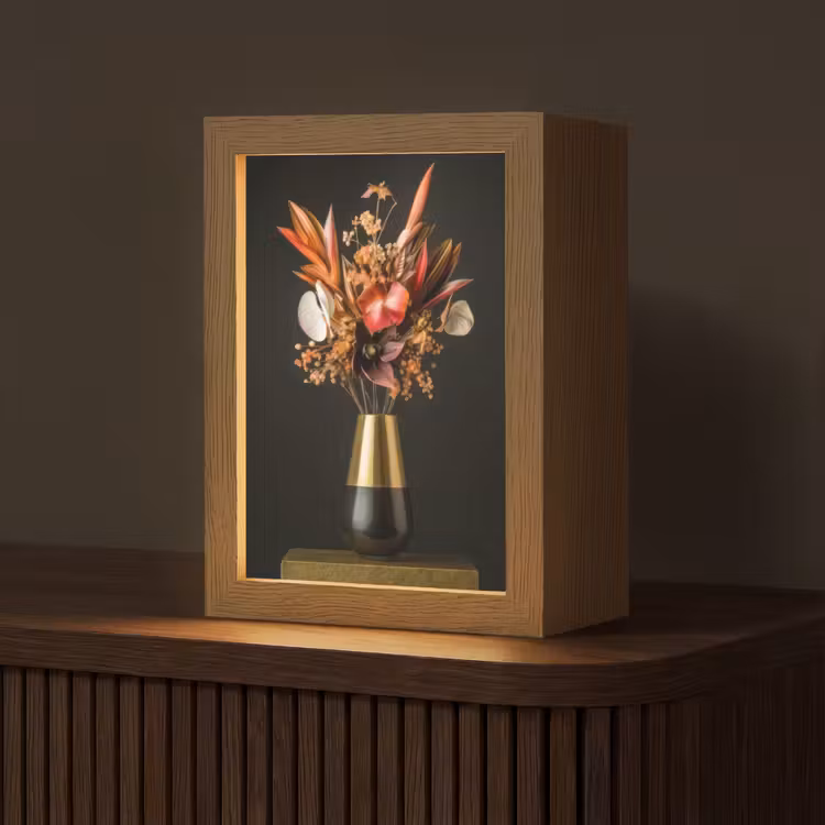 Exotisch - Boeket - Vaas - Goud Light Box met kabel (Tafellamp) klein -z3d_website