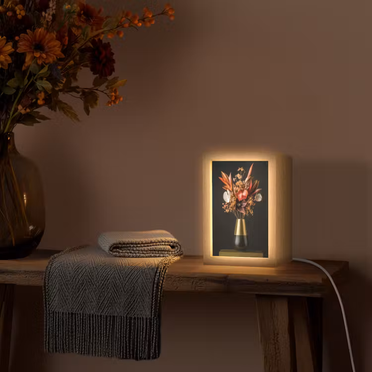 Exotisch - Boeket - Vaas - Goud Light Box met kabel (Tafellamp) klein -sfeer4