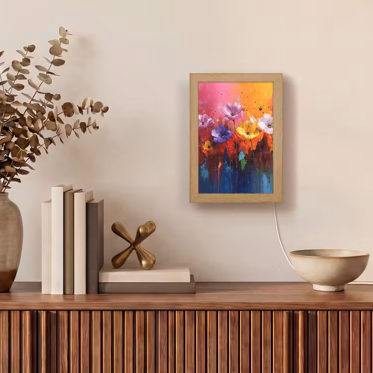 Fantasiebloemen - Verf - Speels Light Box met kabel (Tafellamp) klein -sfeer2