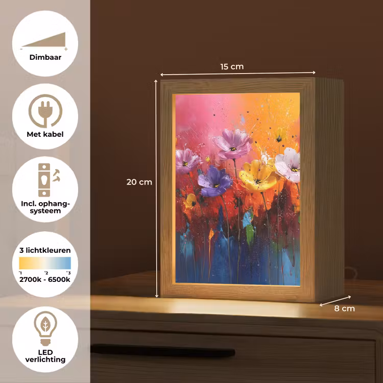 Fantasiebloemen - Verf - Speels Light Box met kabel (Tafellamp) klein -USP_NL