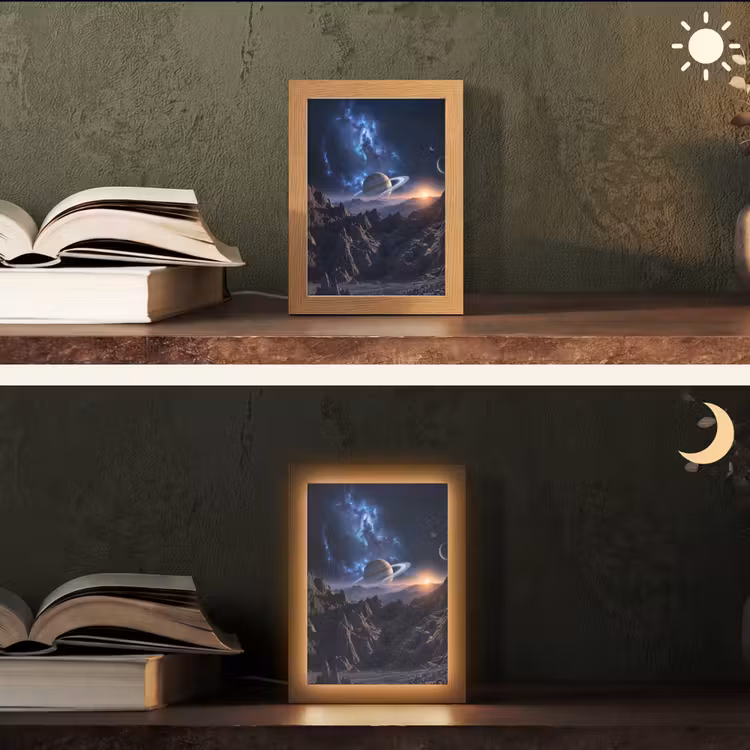 Fantasy - Kosmos - Landschap Light Box met kabel (Tafellamp) klein -sfeer3