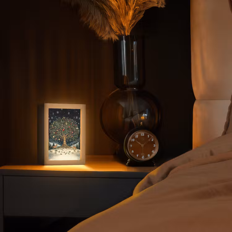 Feestboom - Winterhemel - Kleurrijk Light Box met kabel (Tafellamp) klein -sfeer1