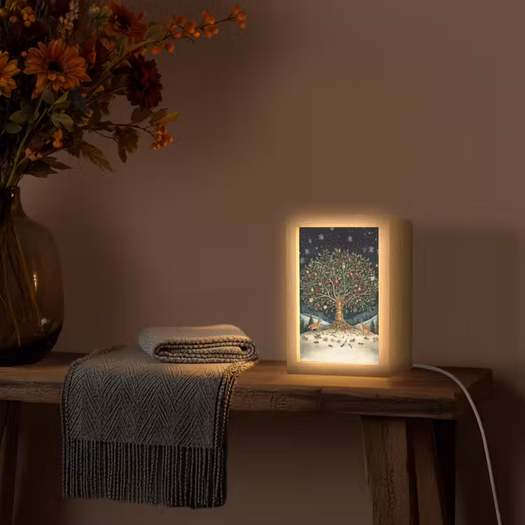 Feestboom - Winterhemel - Kleurrijk Light Box met kabel (Tafellamp) klein -sfeer4