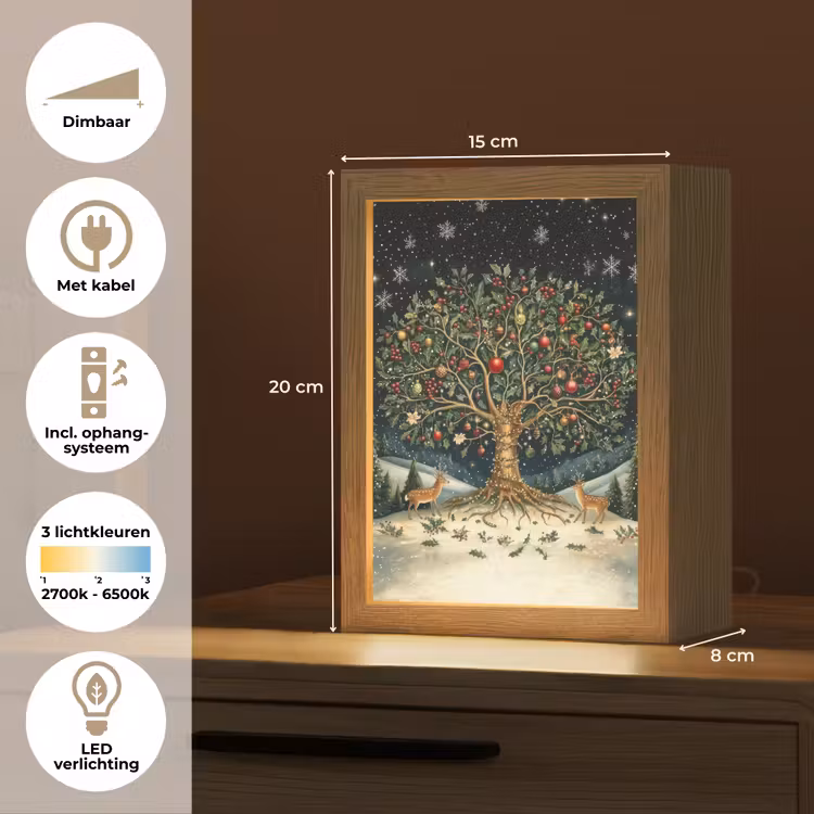 Feestboom - Winterhemel - Kleurrijk Light Box met kabel (Tafellamp) klein -USP_NL