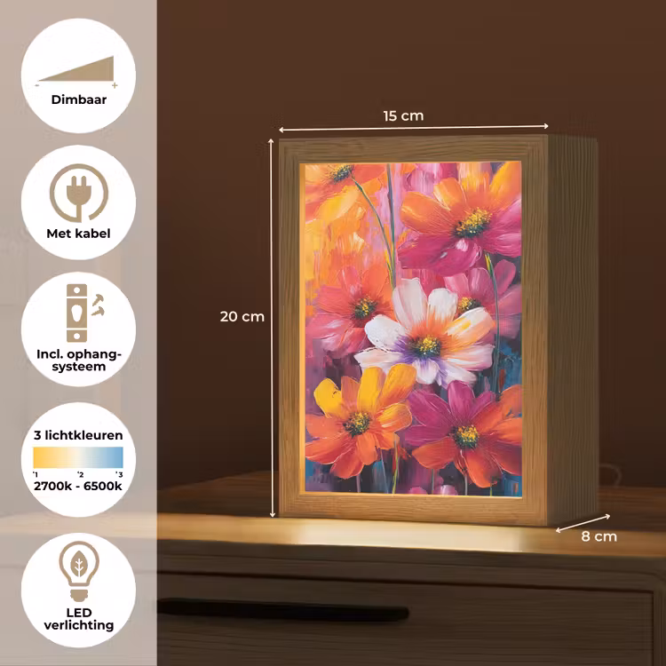 Felle bloemen - Dynamisch - Levendig Light Box met kabel (Tafellamp) klein -USP_NL