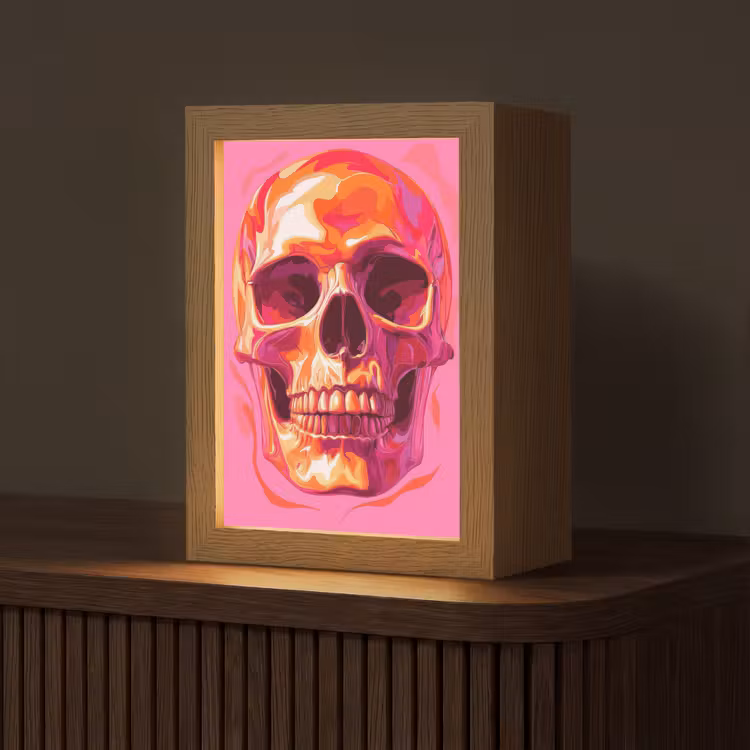 Felroze - Tanden - Schedel Light Box met kabel (Tafellamp) klein -z3d_website