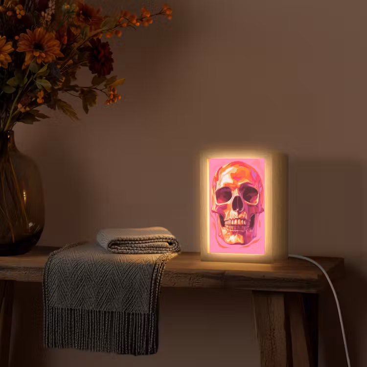 Felroze - Tanden - Schedel Light Box met kabel (Tafellamp) klein -sfeer4