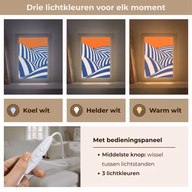 Fietser - Heuvels - Strepen - Blauw Light Box met kabel (Tafellamp) klein -USP_lichtkleurNL