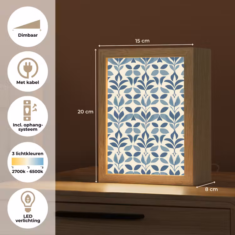 Flora - Modern - Blauw Light Box met kabel (Tafellamp) klein 925 -USP_NL