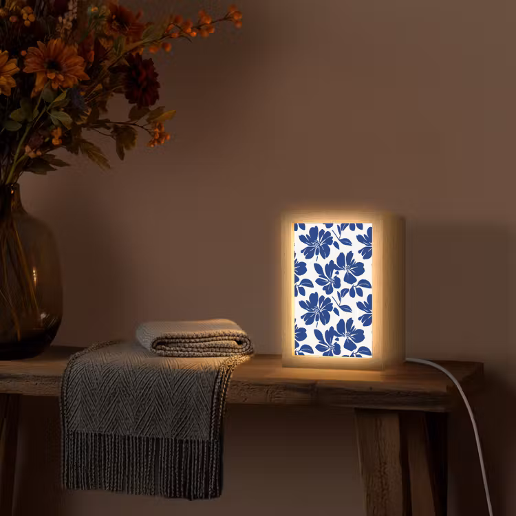 Floraal - Modern - Blauw Light Box met kabel (Tafellamp) klein 925 -sfeer4