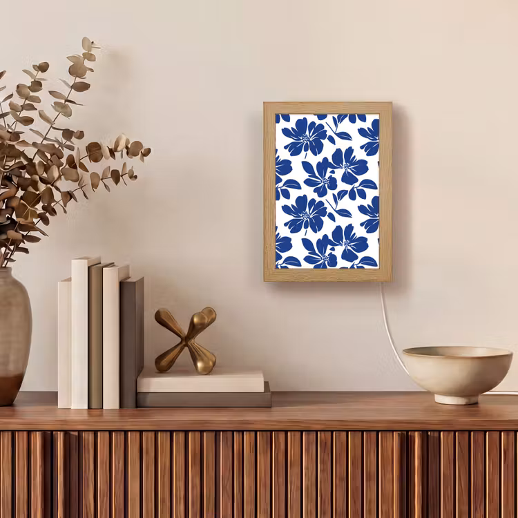 Floraal - Modern - Blauw Light Box met kabel (Tafellamp) klein 925 -sfeer2