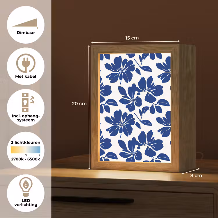Floraal - Modern - Blauw Light Box met kabel (Tafellamp) klein 925 -USP_NL