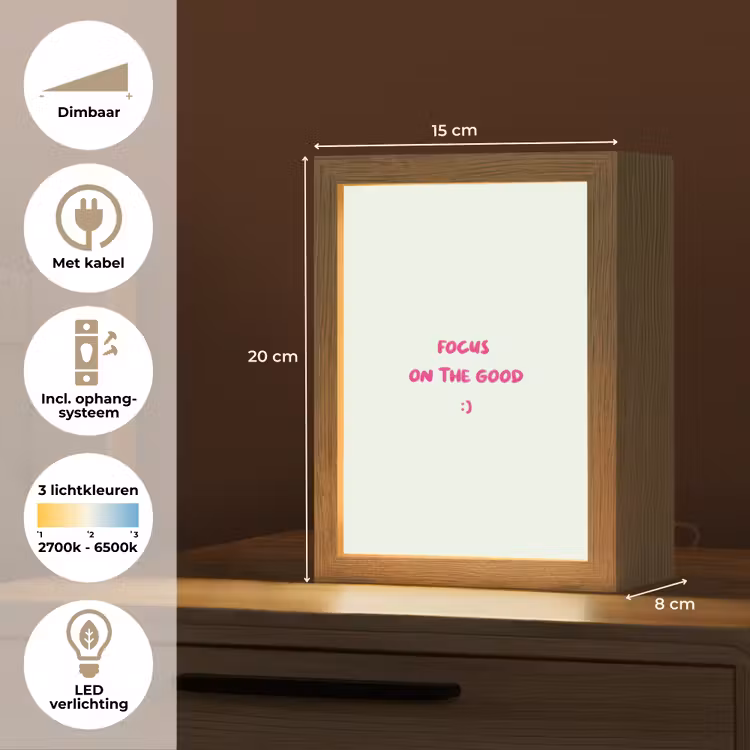 Focus - Beige - Roze - Smiley Light Box met kabel (Tafellamp) klein -USP_NL