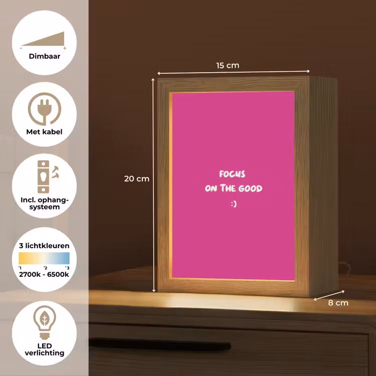 Focus - Smiley - Roze Light Box met kabel (Tafellamp) klein -USP_NL