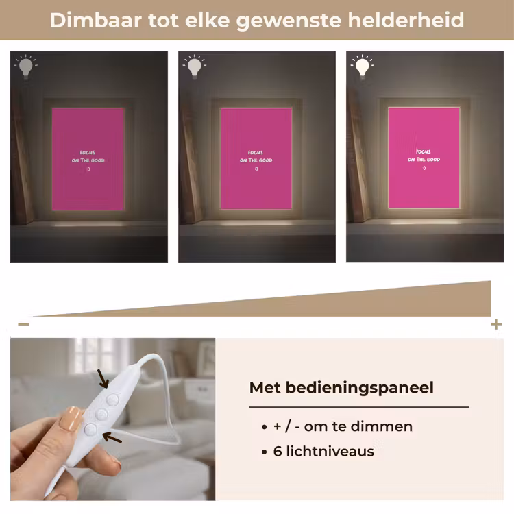 Focus - Smiley - Roze Light Box met kabel (Tafellamp) klein -USP_dimbaarNL