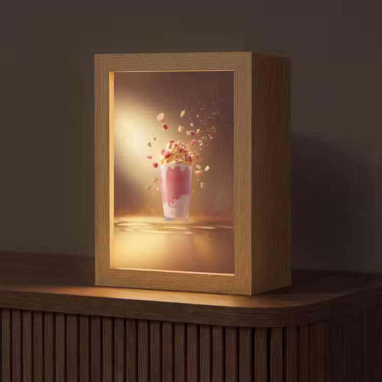 Framboos - Smoothie - Drinken - Roze Light Box met kabel (Tafellamp) klein -z3d_website