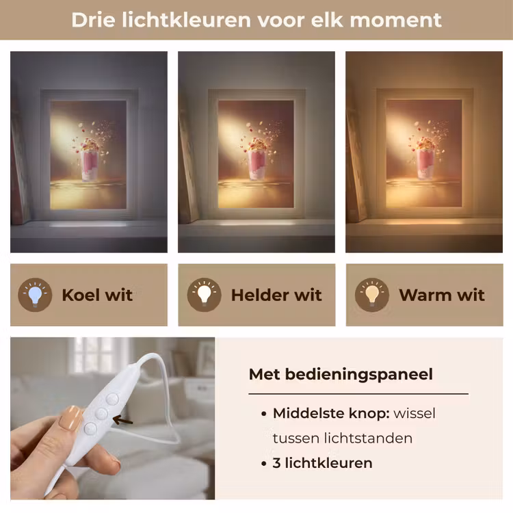 Framboos - Smoothie - Drinken - Roze Light Box met kabel (Tafellamp) klein -USP_lichtkleurNL