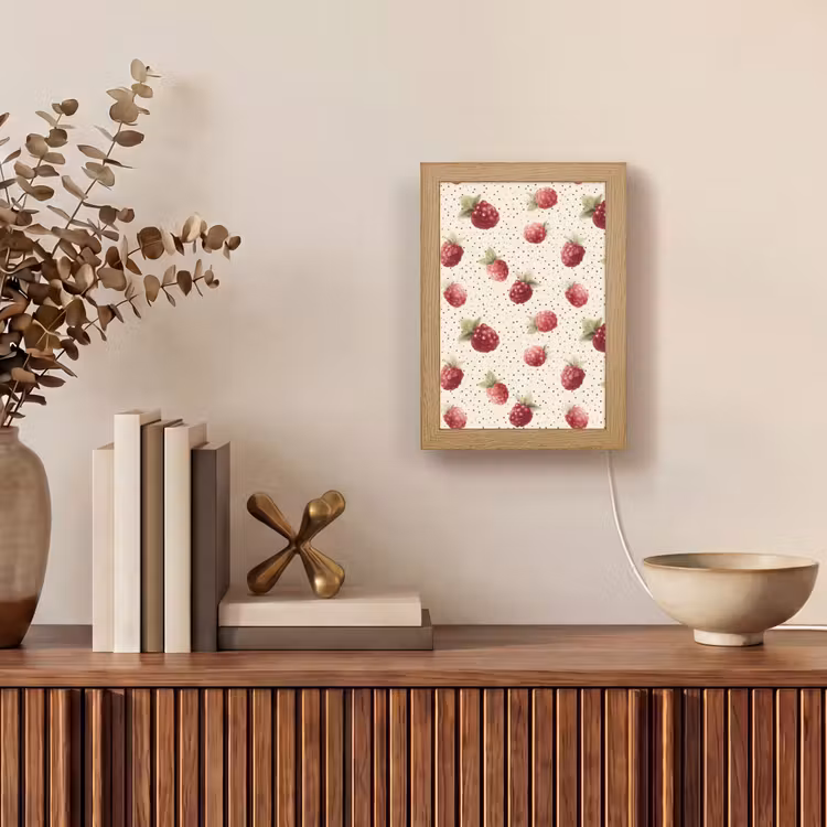 Framboos - Stippen - Rood Light Box met kabel (Tafellamp) klein 925 -sfeer2