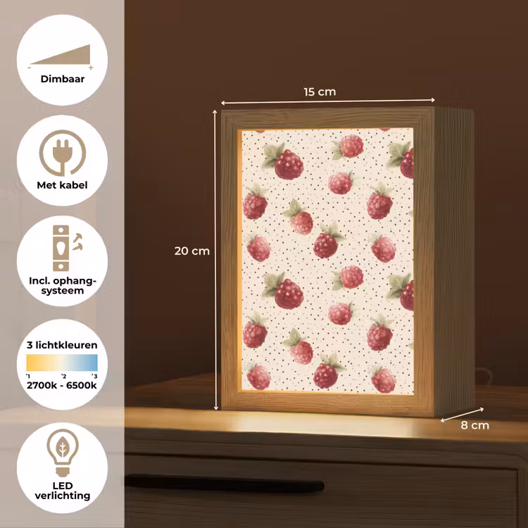 Framboos - Stippen - Rood Light Box met kabel (Tafellamp) klein 925 -USP_NL