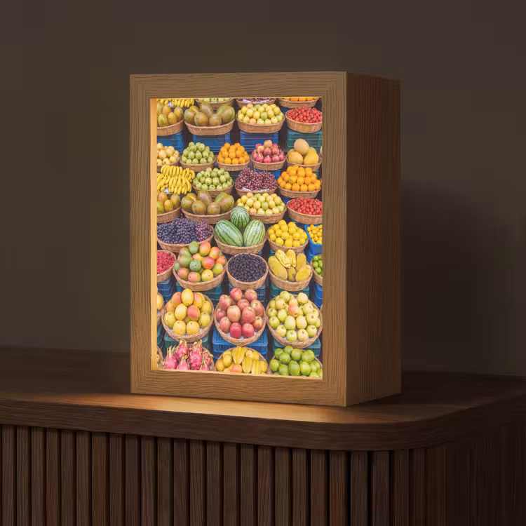Tafellamp - Fruit - Markt - Kleurrijk - Fruit - Markt - Kleurrijk Light Box met kabel (Tafellamp) klein