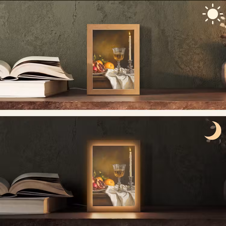 Fruit - Stilleven - Wijn - Kaars Light Box met kabel (Tafellamp) klein -sfeer3
