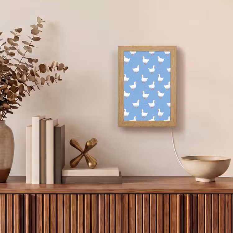 Ganzen - Elegant - Blauw Light Box met kabel (Tafellamp) klein 925 -sfeer2
