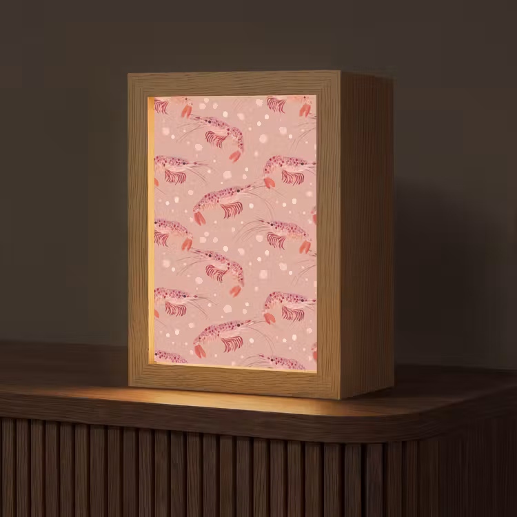 Garnalen - Stippen - Roze Light Box met kabel (Tafellamp) klein 925 -z3d_website