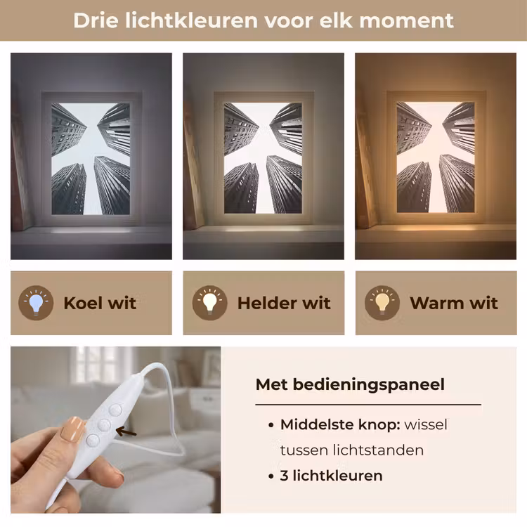 Gebouwen - Lucht - Zwart Light Box met kabel (Tafellamp) klein -USP_lichtkleurNL