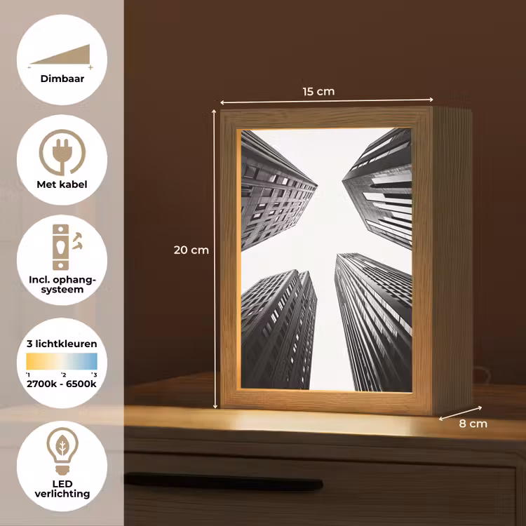 Gebouwen - Lucht - Zwart Light Box met kabel (Tafellamp) klein -USP_NL