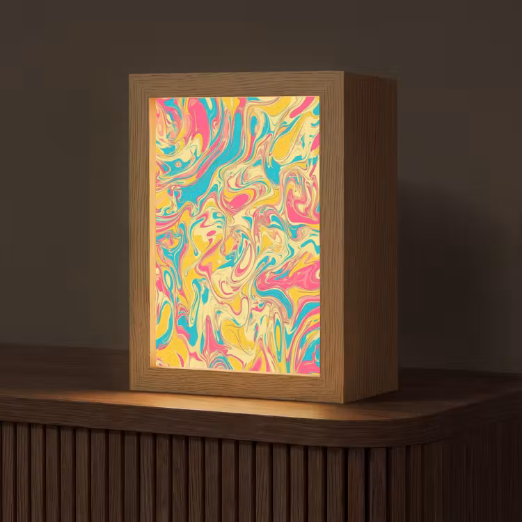 Geel - Roze - Blauw - Retro Light Box met kabel (Tafellamp) klein -z3d_website