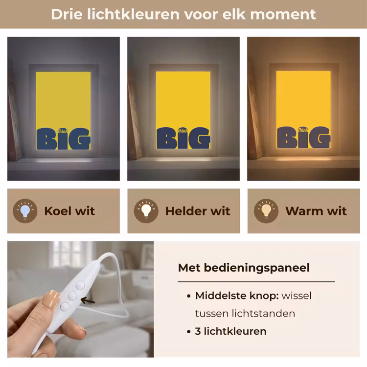 Geel - Think big - Grafisch Light Box met kabel (Tafellamp) klein -USP_lichtkleurNL