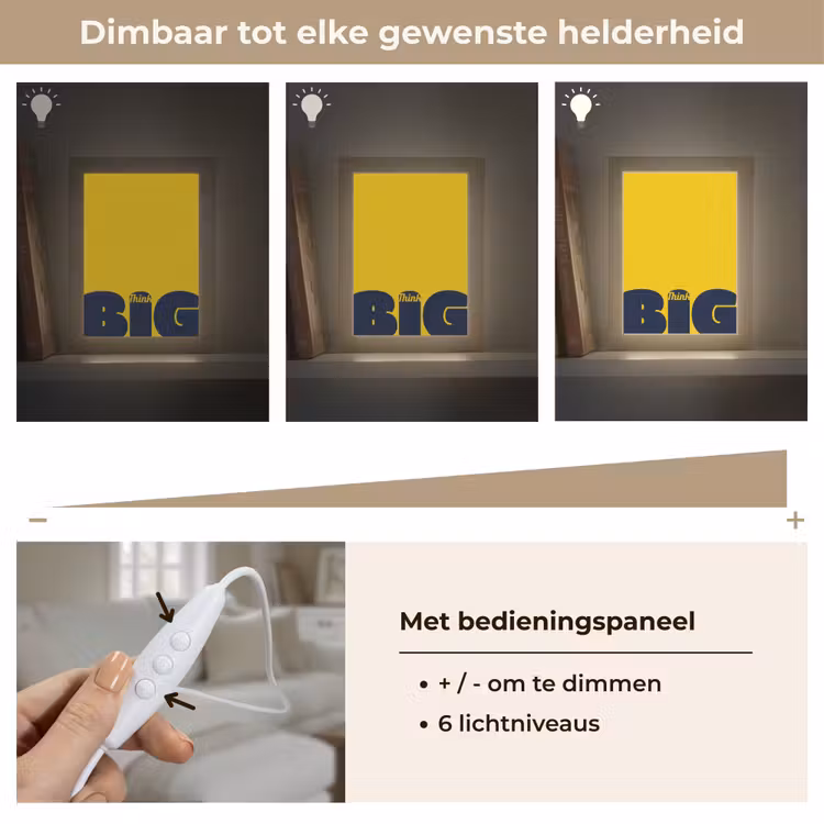 Geel - Think big - Grafisch Light Box met kabel (Tafellamp) klein -USP_dimbaarNL