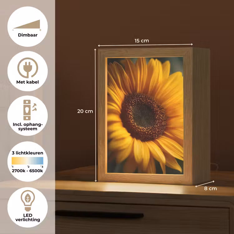 Geel - Zonnebloem - Zomers Light Box met kabel (Tafellamp) klein -USP_NL