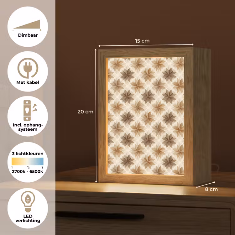 Geografisch - Patroon - Bruin Light Box met kabel (Tafellamp) klein 925 -USP_NL