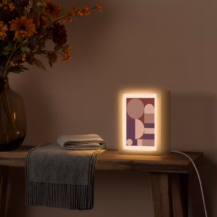 Geometrisch - Cirkels - Rood Light Box met kabel (Tafellamp) klein -sfeer4