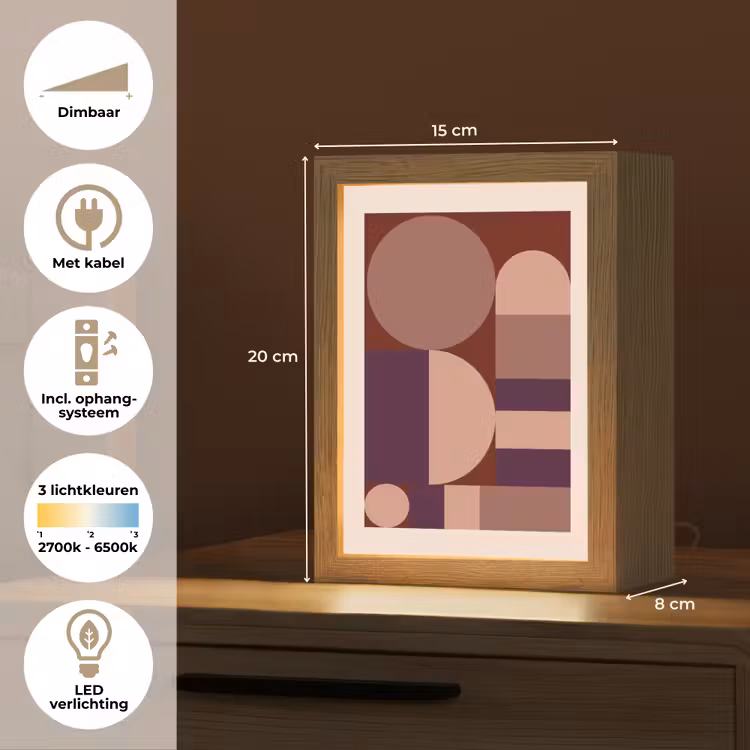 Geometrisch - Cirkels - Rood Light Box met kabel (Tafellamp) klein -USP_NL